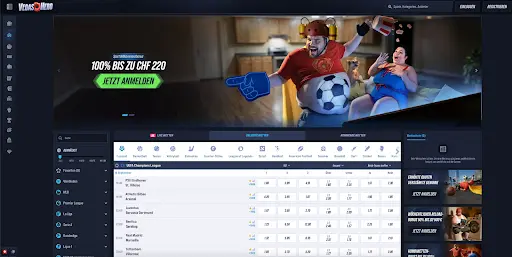 VegasHero Casino – Sportbonus Übersicht VegasHero Startseite mit Sportbonus Banner