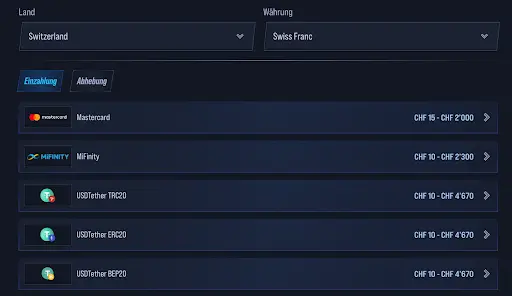 VegasHero Casino – Zahlungsmethoden Übersicht VegasHero Einzahlungsoptionen für Schweizer Spieler
